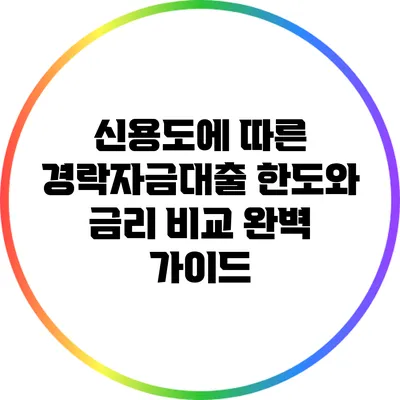 신용도에 따른 경락자금대출 한도와 금리 비교 완벽 가이드