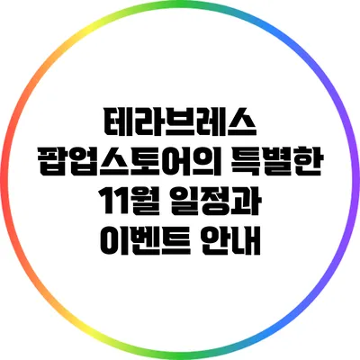 테라브레스 팝업스토어의 특별한 11월 일정과 이벤트 안내