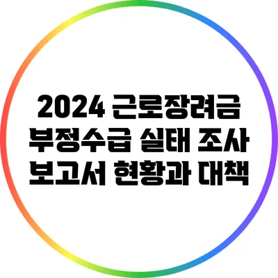 2024 근로장려금 부정수급 실태 조사 보고서: 현황과 대책