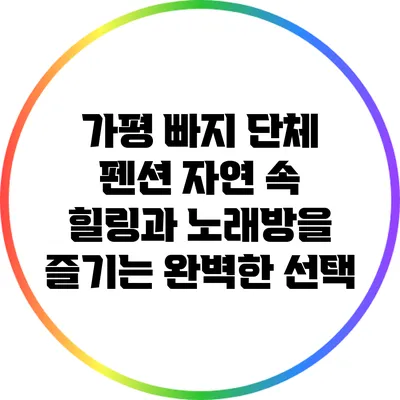 가평 빠지 단체 펜션: 자연 속 힐링과 노래방을 즐기는 완벽한 선택