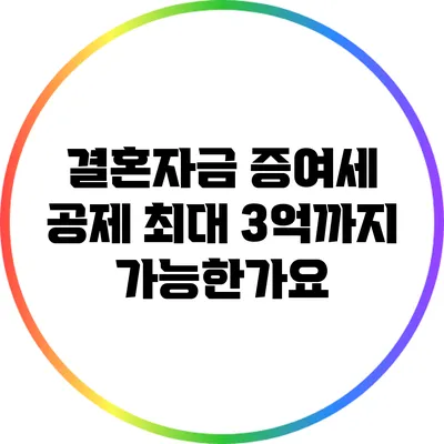 결혼자금 증여세 공제: 최대 3억까지 가능한가요?