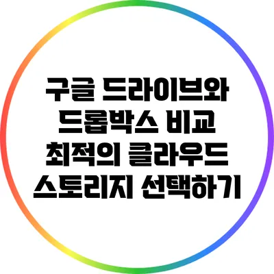 구글 드라이브와 드롭박스 비교: 최적의 클라우드 스토리지 선택하기