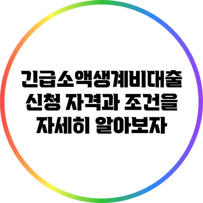 긴급소액생계비대출: 신청 자격과 조건을 자세히 알아보자