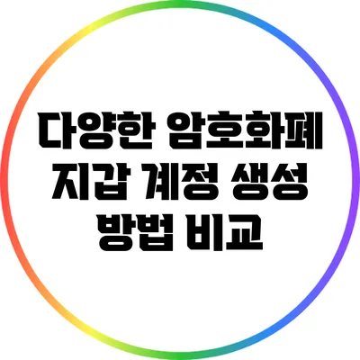 다양한 암호화폐 지갑 계정 생성 방법 비교