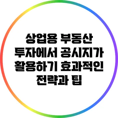상업용 부동산 투자에서 공시지가 활용하기: 효과적인 전략과 팁