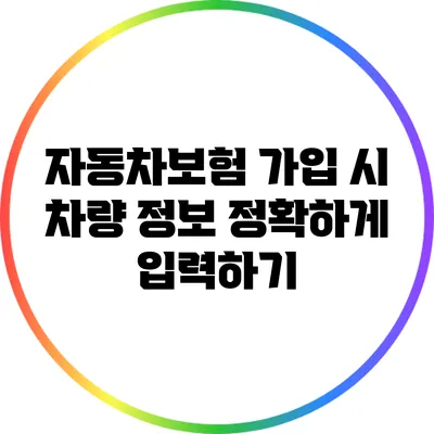 자동차보험 가입 시 차량 정보 정확하게 입력하기