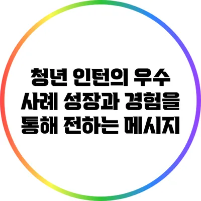 청년 인턴의 우수 사례: 성장과 경험을 통해 전하는 메시지