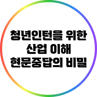 청년인턴을 위한 산업 이해: 현문중답의 비밀