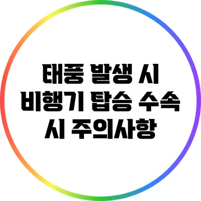 태풍 발생 시 비행기 탑승 수속 시 주의사항