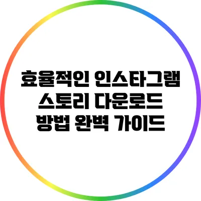효율적인 인스타그램 스토리 다운로드 방법: 완벽 가이드