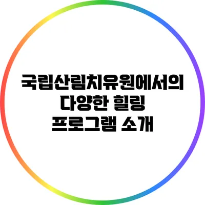 국립산림치유원에서의 다양한 힐링 프로그램 소개