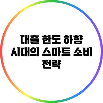 대출 한도 하향 시대의 스마트 소비 전략