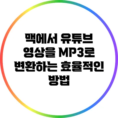 맥에서 유튜브 영상을 MP3로 변환하는 효율적인 방법