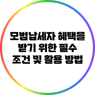 모범납세자 혜택을 받기 위한 필수 조건 및 활용 방법