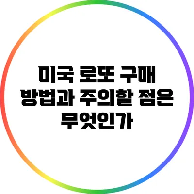 미국 로또 구매 방법과 주의할 점은 무엇인가?