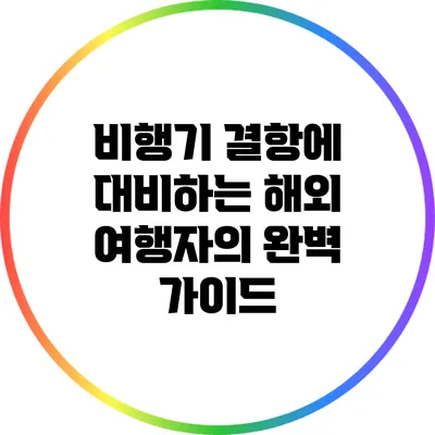 비행기 결항에 대비하는 해외 여행자의 완벽 가이드
