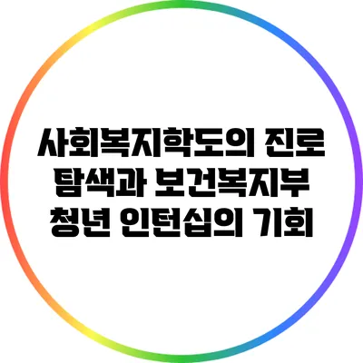 사회복지학도의 진로 탐색과 보건복지부 청년 인턴십의 기회