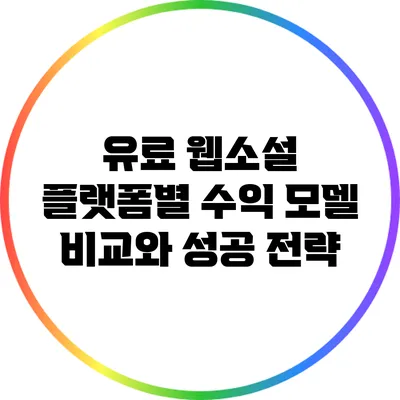 유료 웹소설 플랫폼별 수익 모델 비교와 성공 전략