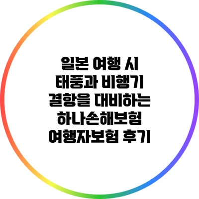 일본 여행 시 태풍과 비행기 결항을 대비하는 하나손해보험 여행자보험 후기
