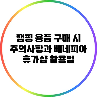 캠핑 용품 구매 시 주의사항과 베네피아 휴가샵 활용법