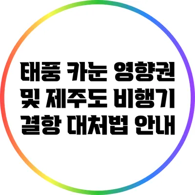 태풍 카눈 영향권 및 제주도 비행기 결항 대처법 안내