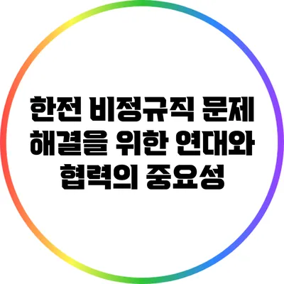 한전 비정규직 문제 해결을 위한 연대와 협력의 중요성