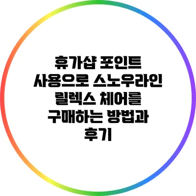 휴가샵 포인트 사용으로 스노우라인 릴렉스 체어를 구매하는 방법과 후기