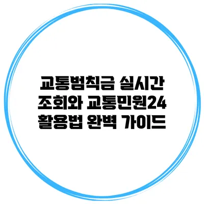 교통범칙금 실시간 조회와 교통민원24 활용법 완벽 가이드
