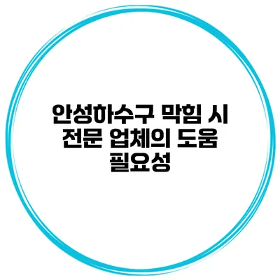 안성하수구 막힘 시 전문 업체의 도움 필요성