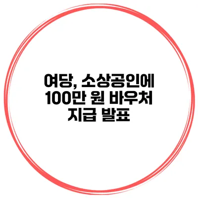 여당, 소상공인에 100만 원 바우처 지급 발표