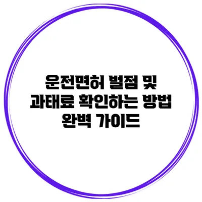 운전면허 벌점 및 과태료 확인하는 방법 완벽 가이드