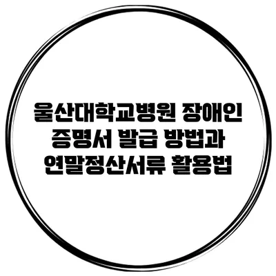 울산대학교병원 장애인 증명서 발급 방법과 연말정산서류 활용법