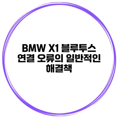 BMW X1 블루투스 연결 오류의 일반적인 해결책