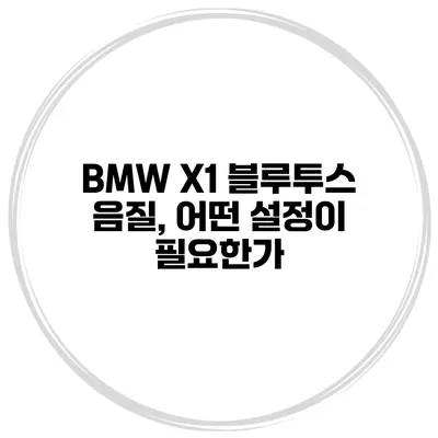 BMW X1 블루투스 음질, 어떤 설정이 필요한가?