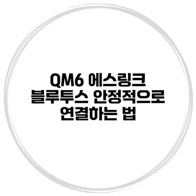 QM6 에스링크 블루투스 안정적으로 연결하는 법