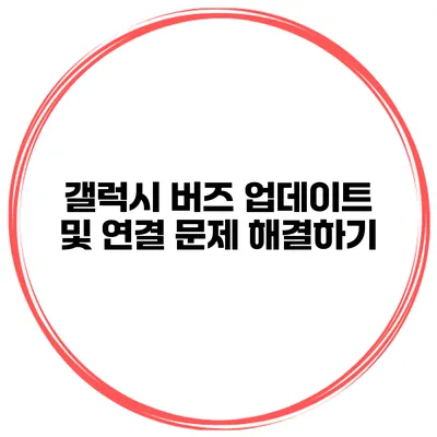 갤럭시 버즈 업데이트 및 연결 문제 해결하기