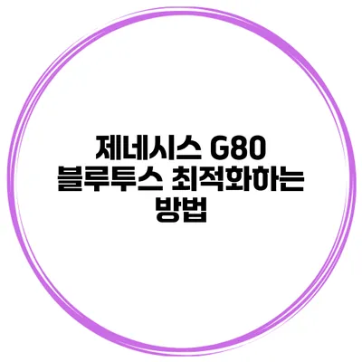 제네시스 G80 블루투스 최적화하는 방법